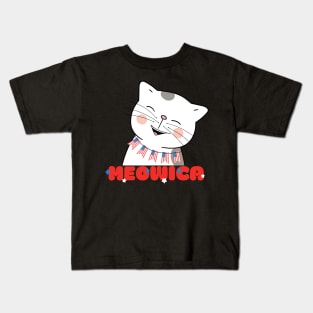 Meowica Cute Cat 4th of July Kids T-Shirt